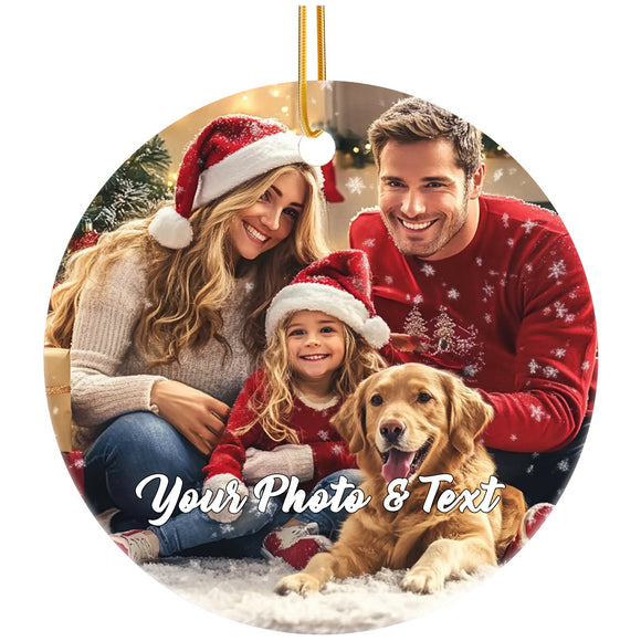 Personalized Christmas Ornaments 2024 Custom Photo Picture Text Ornament for Christmas Customized Ceramic Xmas Tree Decor for Mom, Dad, Kids, Family, Friends, Lovers, Christmas Gifts