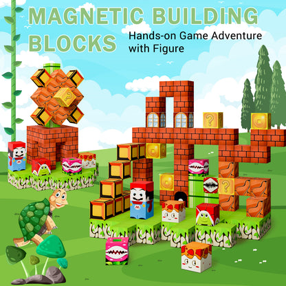 Super Mario & Minecraft Magnetic Blocks Building Toys - Build Mine Magnet World Set, Toddler Kids Sensory Toys for Boys & Girls Ages 3-5 5-7 8-12, 1'' Magnetic Cubes Game Gifts Toys for 3+ Year Old Boys & Girls