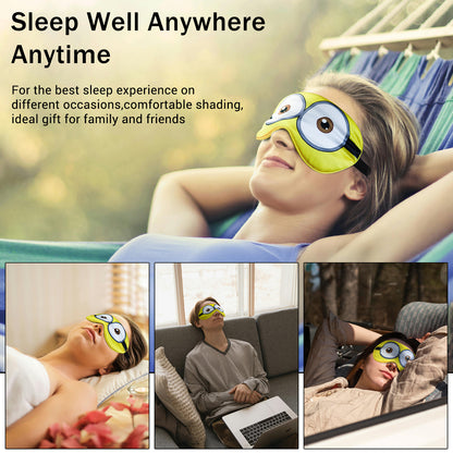 Silk Cartoon Minions Sleep Blindfold Adjustable Eye Mask