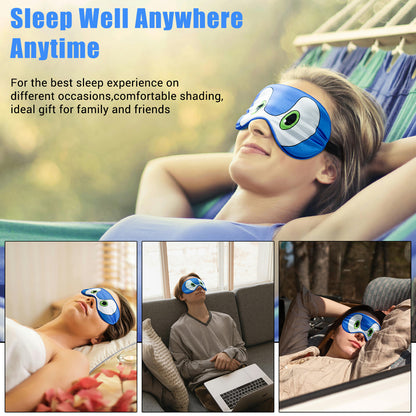 Sonic Silk Sleep Mask Cartoon Blue Blindfold Eye Mask Adjustable Travel Mask Eyeshade for Halloween Christmas Sleep Over Slumber Party Gifts for Boys Girls Men Women