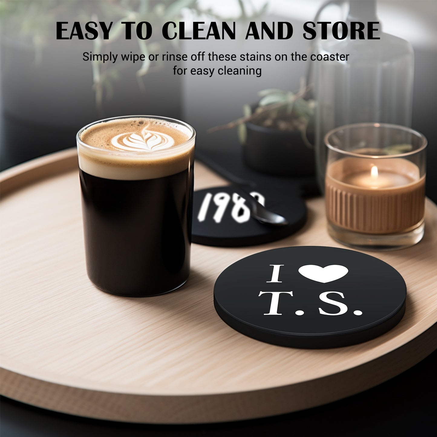 Taylor Swift Silicone Anti Slip Black Cup Coasters