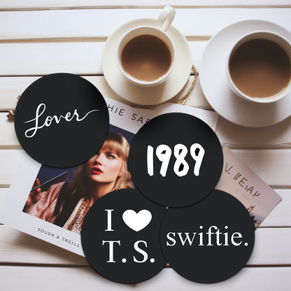 Taylor Swift Silicone Anti Slip Black Cup Coasters