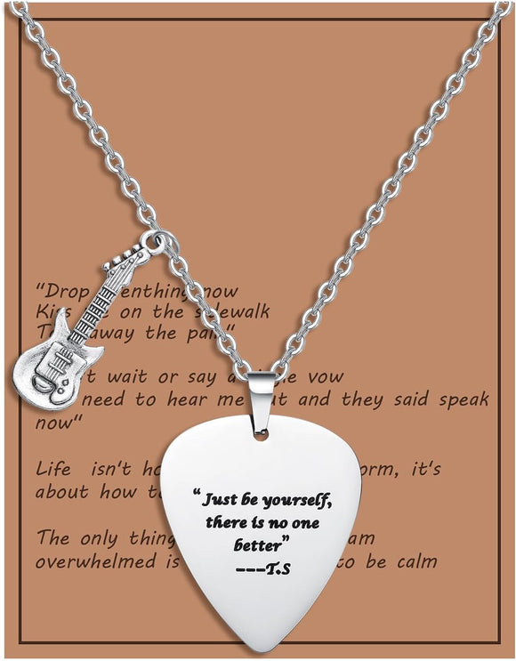 Taylor Swift Quotes Guitar Necklace