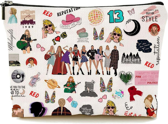 Taylor Swift Makeup Bag for Fans, Cosmetic Bag Albums & Inspired Singer Merch Music Lover Fans Gifts for Women Girls