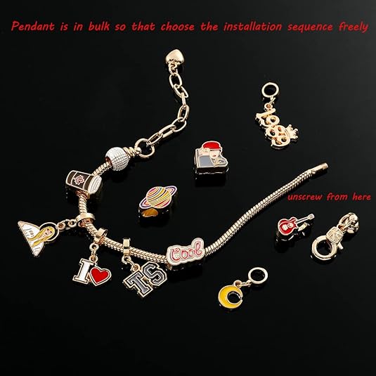 Gold Bracelet with Taylor Swift Theme, Merch Jewelry for Music Lover