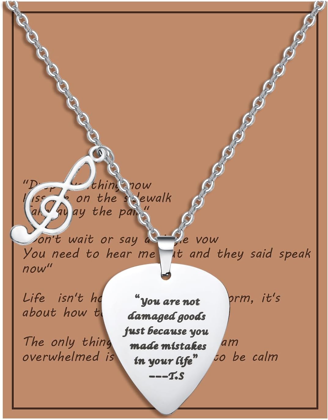 Taylor Swift Quotes Guitar Necklace