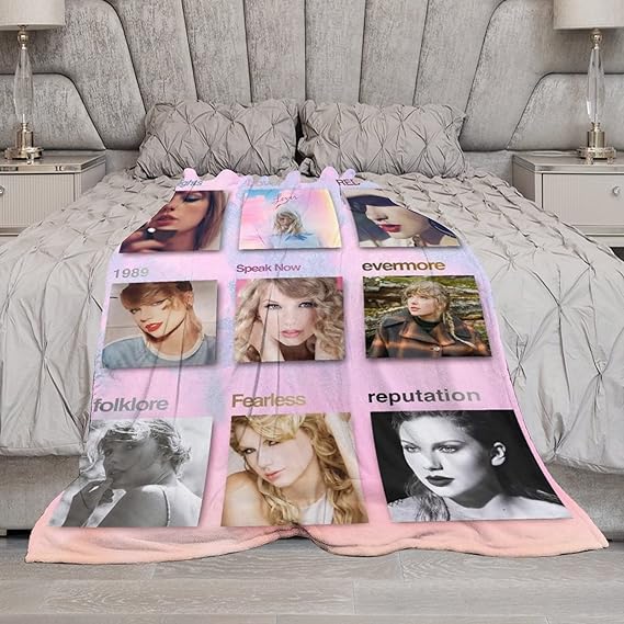 Taylor Swift Music Album Covers, Photo Collage Throw Blanket, Gift for Fans Music Lover