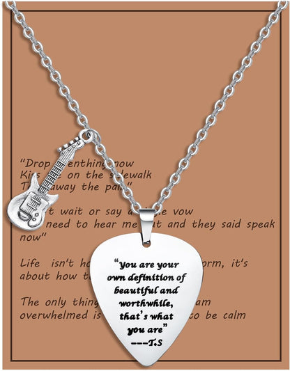 Taylor Swift Quotes Guitar Necklace