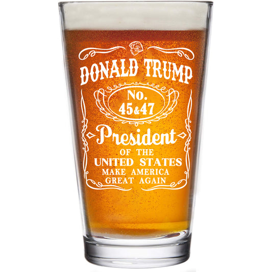 Donald Trump 2024 Presidency Design Beer Glass 45-47 President MAGA with This Beer Glass, Political Gift, Right Wing Conservative Gift for Dad Husband Men