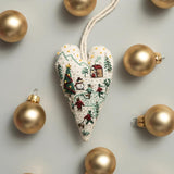 8 PCS DIY Heart Shaped Hand Embroidered, Christmas Ornament Embroidery Kit, Hand Embroidery Xmas Tree Hanging Ornament, Heart Cross Stitch Kits with Needles and Thread