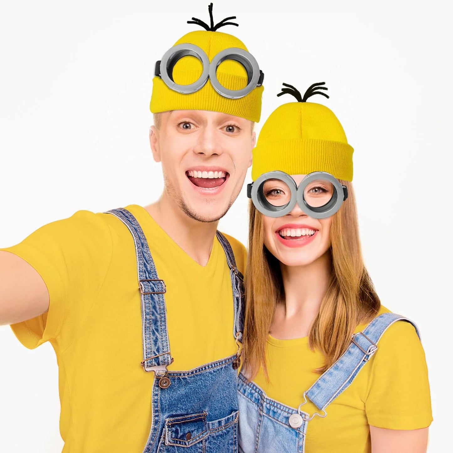 3 Pcs Halloween Minions Role Play Party Set Includes Adults Goggles/Yellow Beanie/Gloves