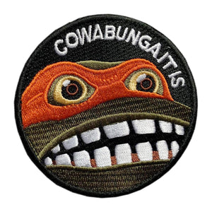 Cowabunga It is Embroidered Hook-Backed Morale Patch, Embroidered Patch Sew on Appliques Decorate Badge Hook-Backed Morale Patches Emblem DIY Accessories