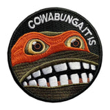 Cowabunga It is Embroidered Hook-Backed Morale Patch, Embroidered Patch Sew on Appliques Decorate Badge Hook-Backed Morale Patches Emblem DIY Accessories