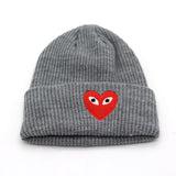 Soft Beanies Winter Love Heart Pattern Knitted Hats