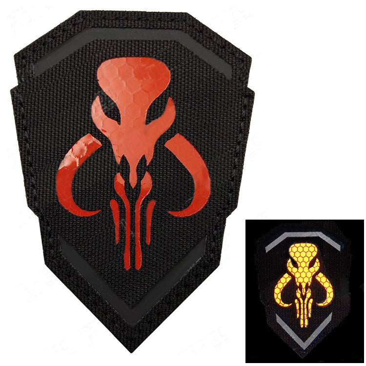 Star Wars Mandalorian Tactical Bounty Hunter Military Morale Emblem Luminous Patches with Hook and Loop Fastener Backing