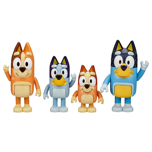 Bluey and Friends 4 Pack of Family Set Poseable Figures
