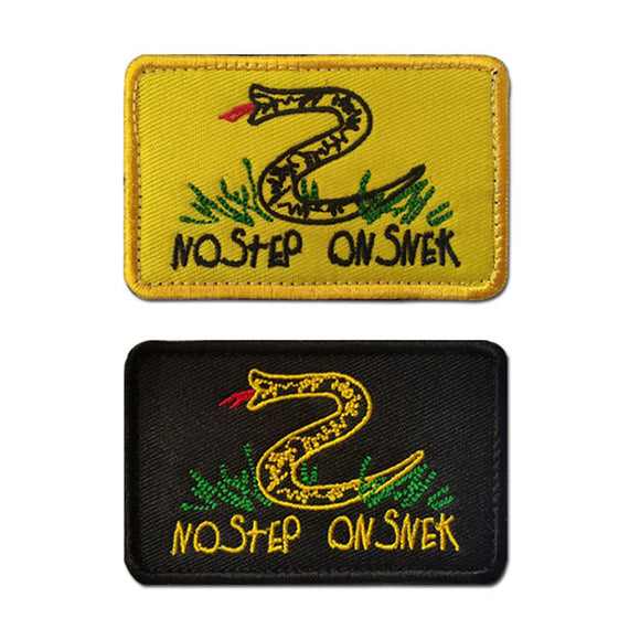 2 Pcs No Step On Snek Embroidered Patch Funny Tactical Embroidered Badge Hook Loop Tactical Patch