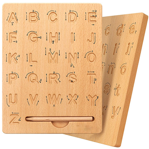 Double-Sided Alphabet Wooden Letters Practicing Board