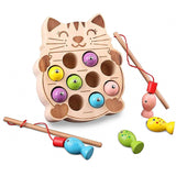 Magnetic Cat-Shape Fishing Toy with Fishing Pole and 10 Fishes