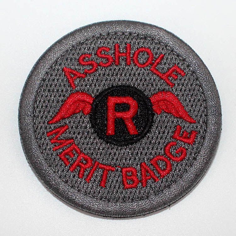 5 Pcs Asshole Merit Badge Embroidered Patch Hook Loop Stickers Hippie Applique for Clothing Bags Backpack Decoration