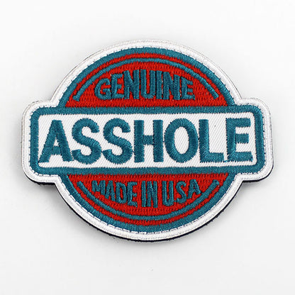 5 Pcs Asshole Merit Badge Embroidered Patch Hook Loop Stickers Hippie Applique for Clothing Bags Backpack Decoration