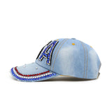 Rhinestone Bejeweled Cotton "USA" Letter Baseball Hat