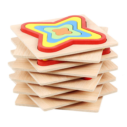 10 Pcs Montessori Educational Wooden Shape Puzzles