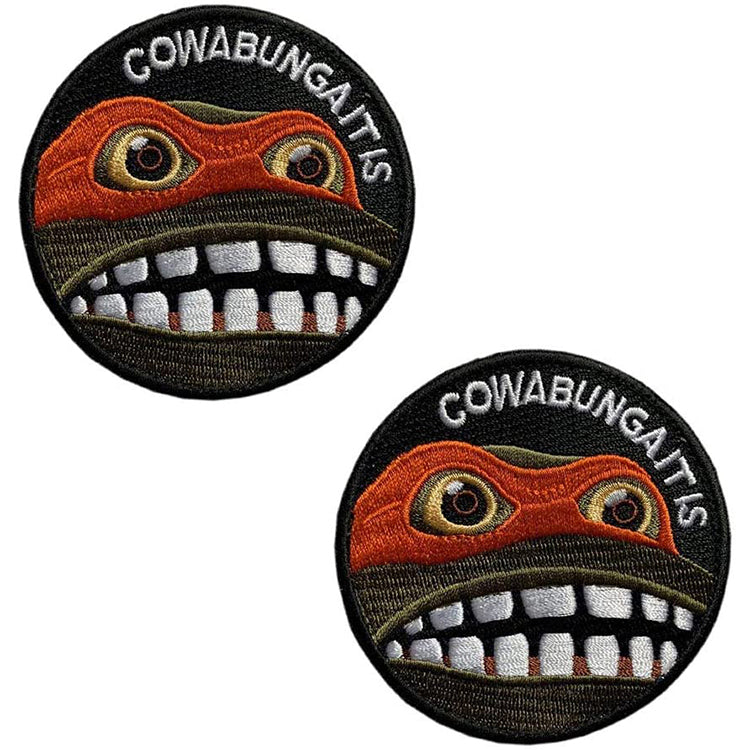 Cowabunga It is Embroidered Hook-Backed Morale Patch, Embroidered Patch Sew on Appliques Decorate Badge Hook-Backed Morale Patches Emblem DIY Accessories