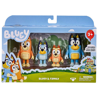 Bluey and Friends 4 Pack of Family Set Poseable Figures