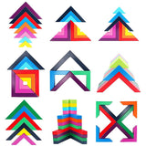 Rainbow Wooden Geometry Building Blocks