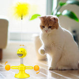 Interactive Cat Toys Smiley Windmill Feather Ball