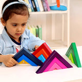 Rainbow Wooden Geometry Building Blocks