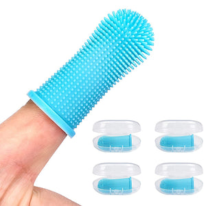 4 Pack Silicone Stand Hair Finger Dog Toothbrushes